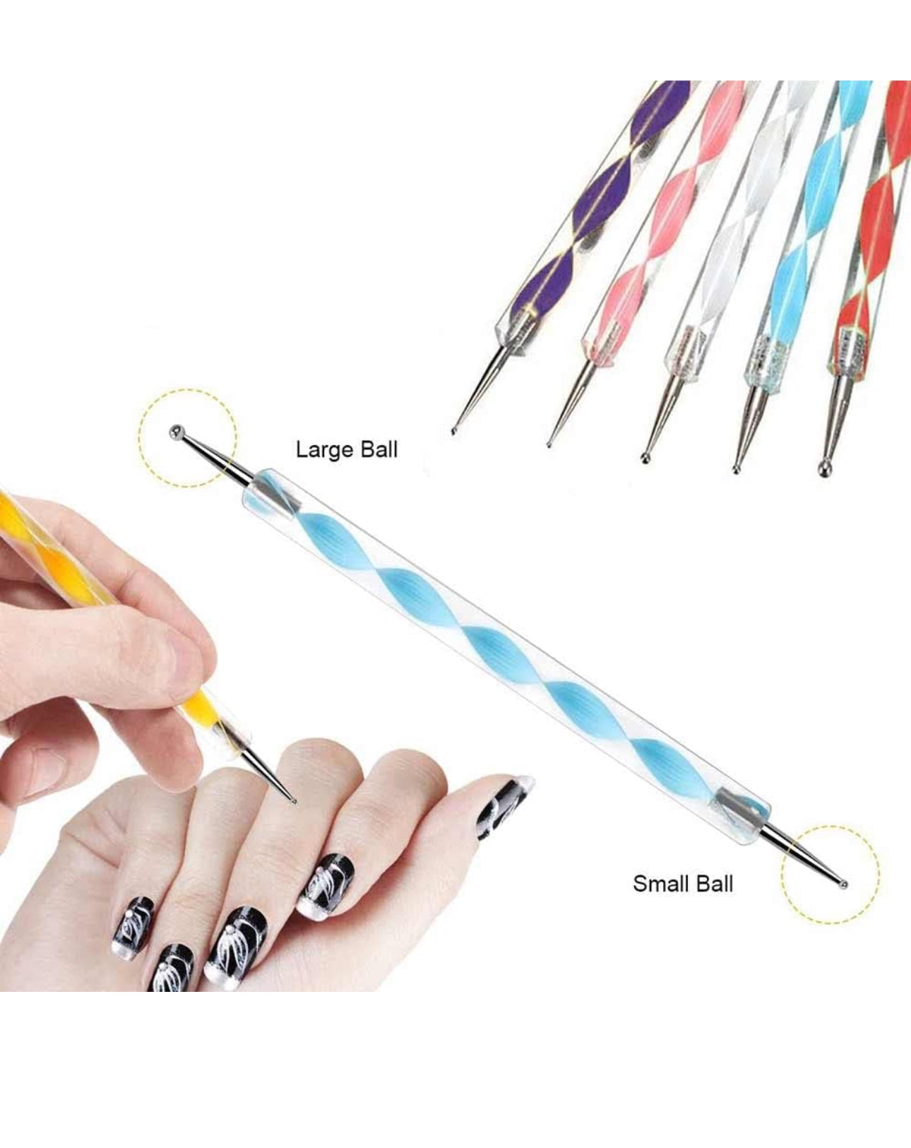 5 Pennelli unghie punta rigida DOT NAIL