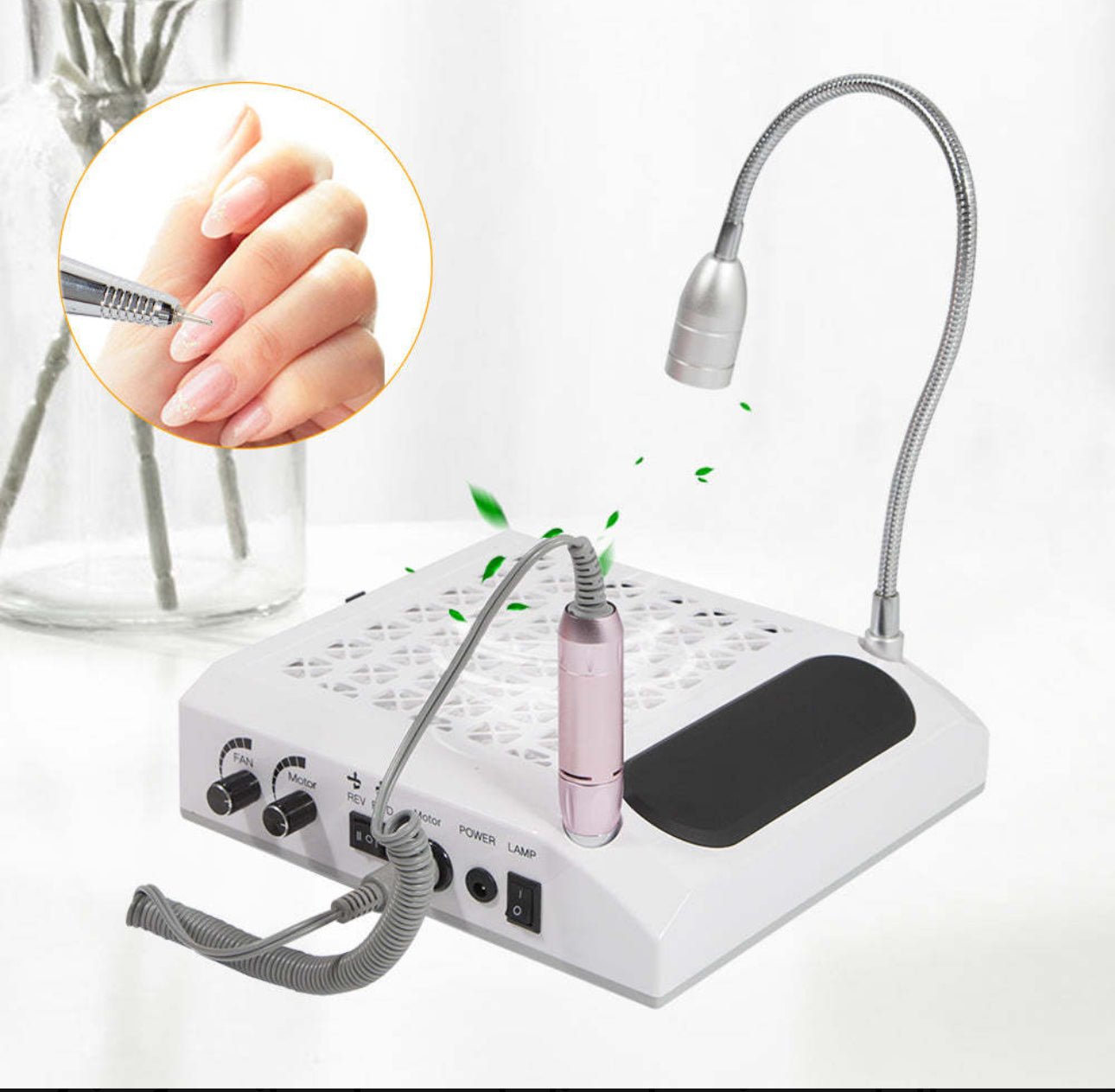 All-in-One Estetista Fresa Aspiratore Lampada Led Set Punte