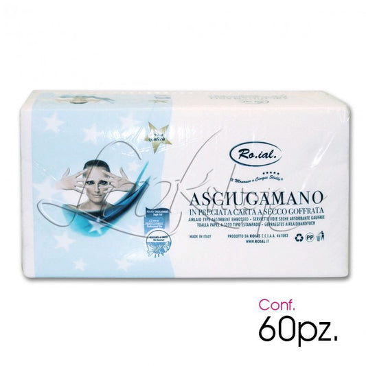 ASCIUGAMANO MONOUSO IN TNT CARTA A SECCO GOFFRATA – 40x70cm – conf.60pz