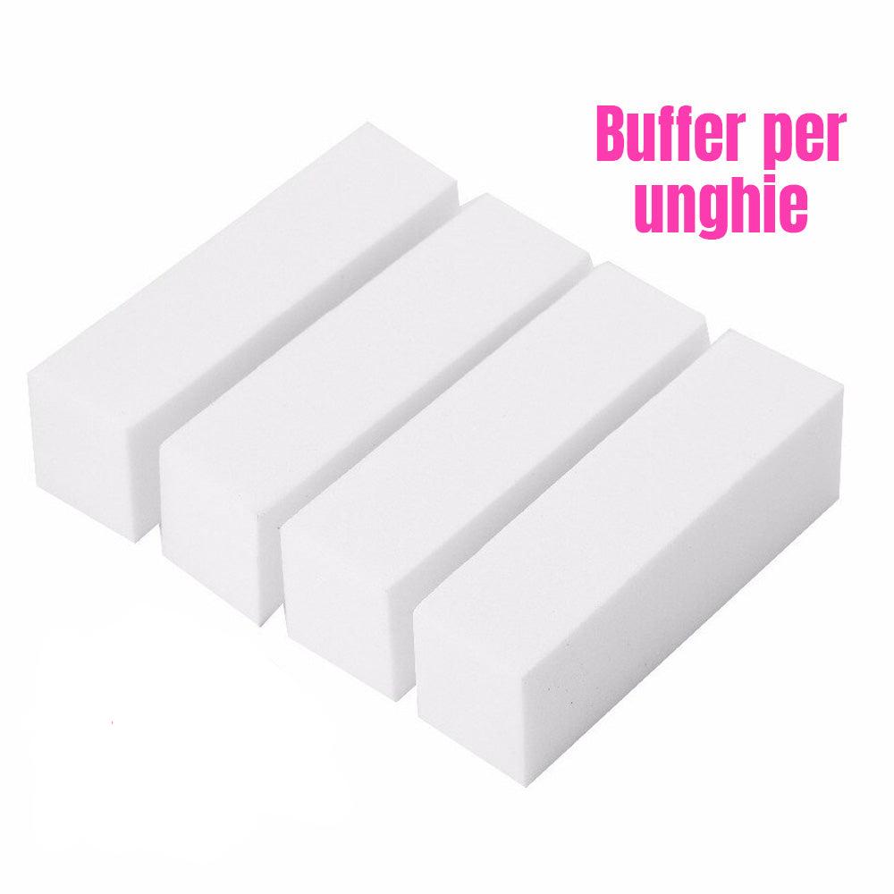 Buffer mattoncino bianco professionale a doppia grana ideale per le unghie