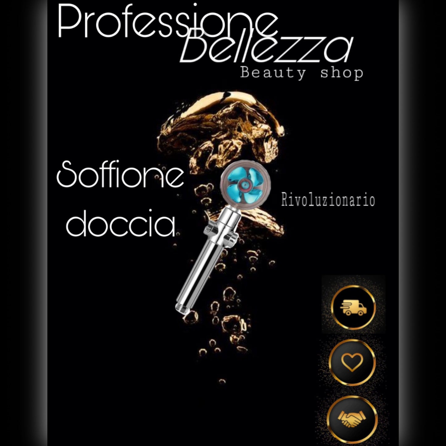 Doccia a risparmio idrico ad alta pressione, girevole a 360 gradi, con filtro, soffione turbo Spa con ventilatore e interruttore