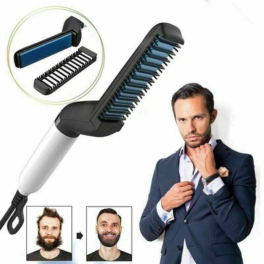 PIASTRA PETTINE UOMO BARBA CAPELLI STYLING LISCIANTE ELETTRICA SPAZZOLA HAIR