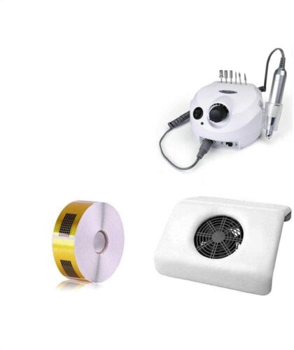 FRESA UNGHIE PROFESSIONALE + ASPIRATORE UNGHIE DA TAVOLO + CARTINE ORO NAIL